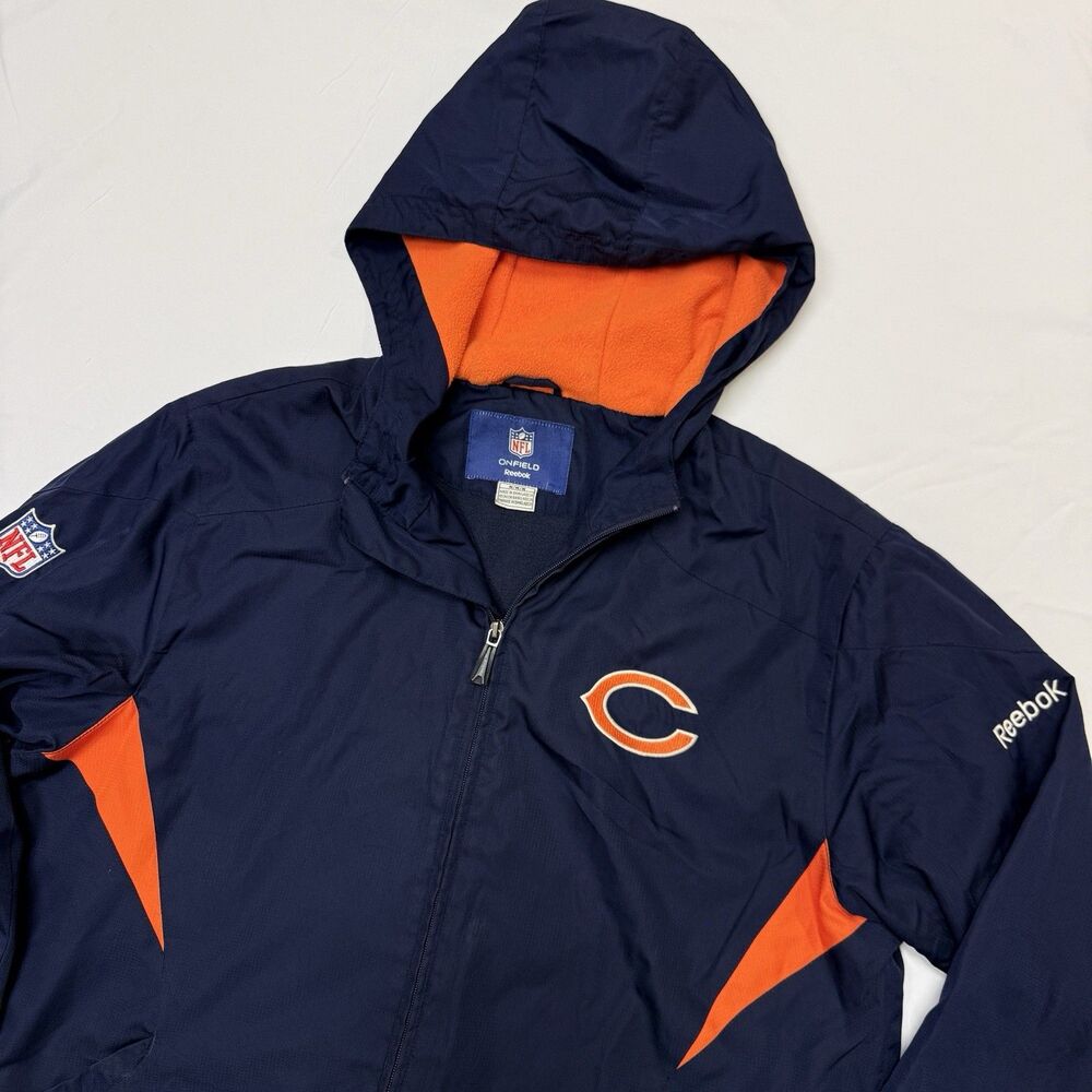 Chicago Bears x Reebok Men’s Medium Blue NFL Football Fleece-Lined Hood Full Zip